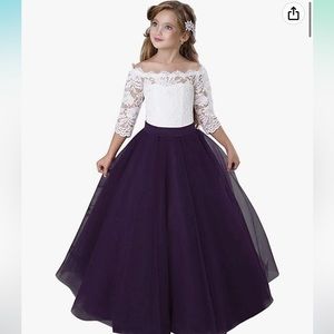 Purple and White Flower Girl Dress